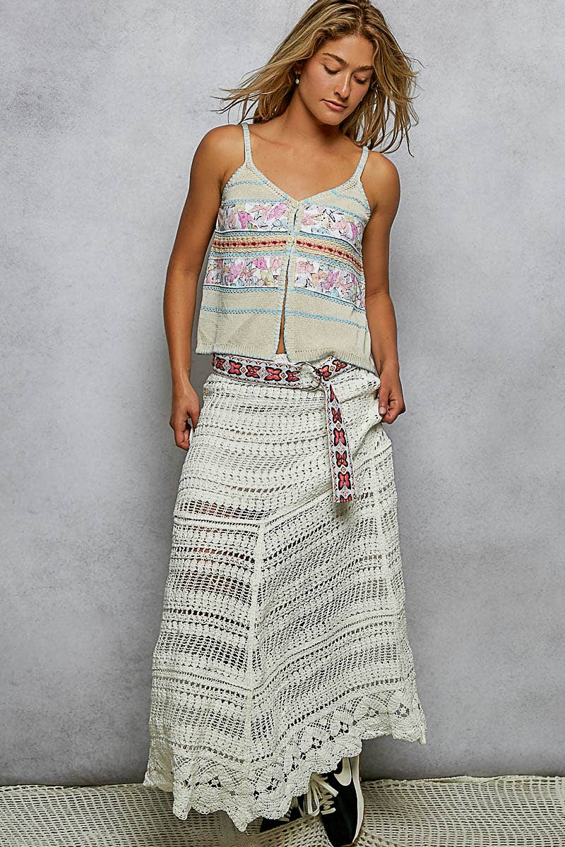 Lining Crochet Roomy Fit Woman Maxi Skirts