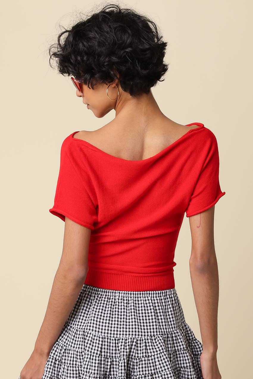 Angela Boat Neck Cinched Tee