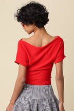Angela Boat Neck Cinched Tee