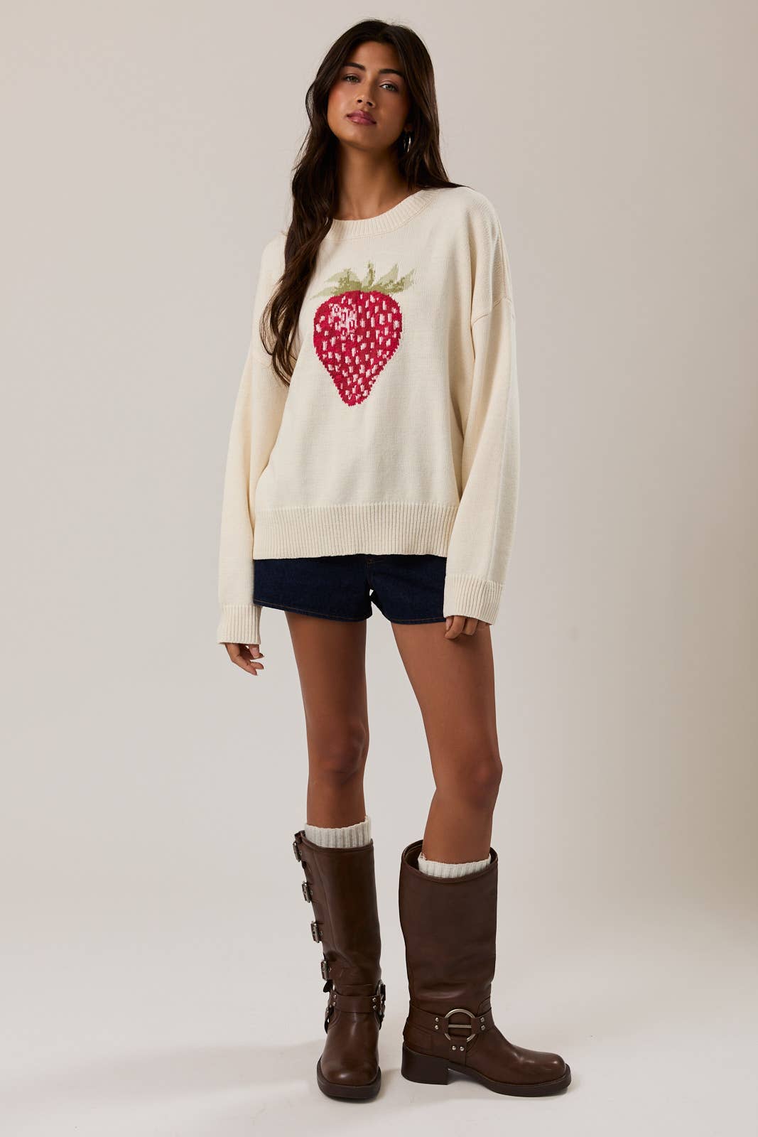 Crew Neck Strawberry Sweater