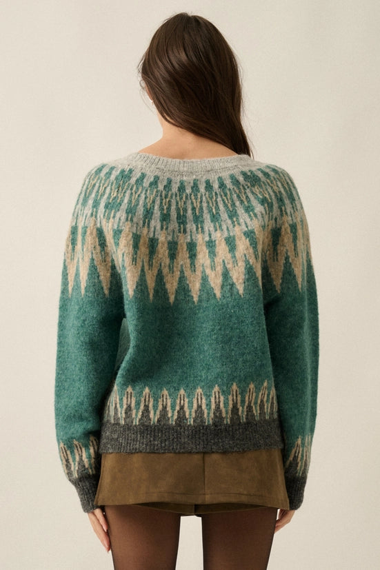 Teal Fair Isle Sweater