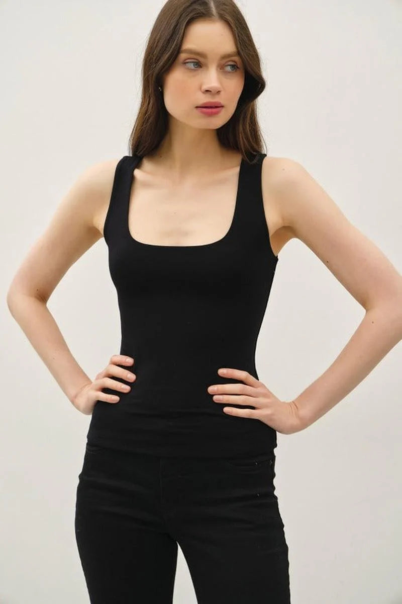 Double Lined Basic Square Neck Tank