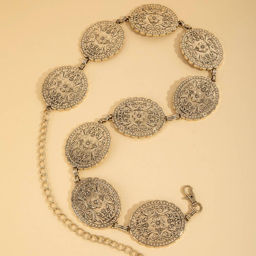 Floral Concho Western Chain Belt