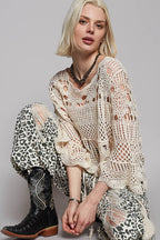 Round Neck Long Sleeve Crochet Top