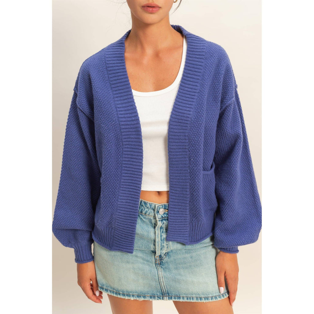 Dusty Indigo Textured Cardigan
