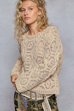 Round Neck Crochet Sweater
