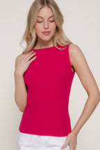 Boat Neck Ribbed Knit Tank