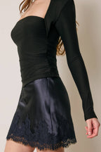 Queen Anne Ruched Long Sleeve Top