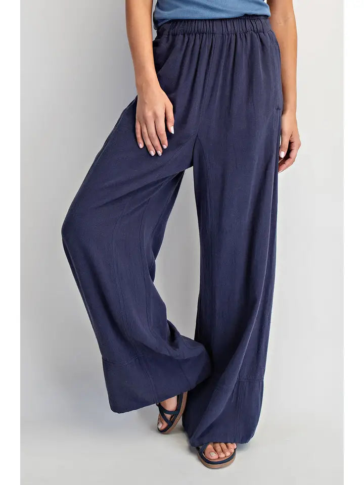 Linen Blend Pull On Pants