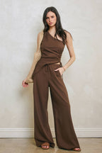 Linen One Shoulder Ruched Top