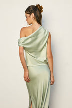 Satin Asymmetrical One Shoulder Top