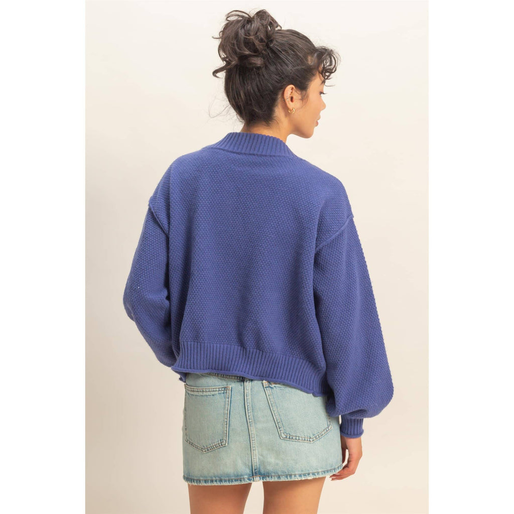 Dusty Indigo Textured Cardigan