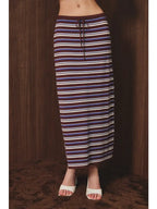 Mid Waisted Striped Sweater Midi Skirt