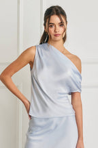 Satin Asymmetrical One Shoulder Top