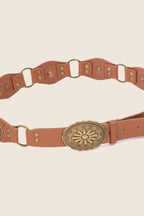 Oval Concho Disc Vegan Leather Link Belt