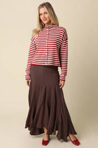 Elina Striped Collar Knit Top