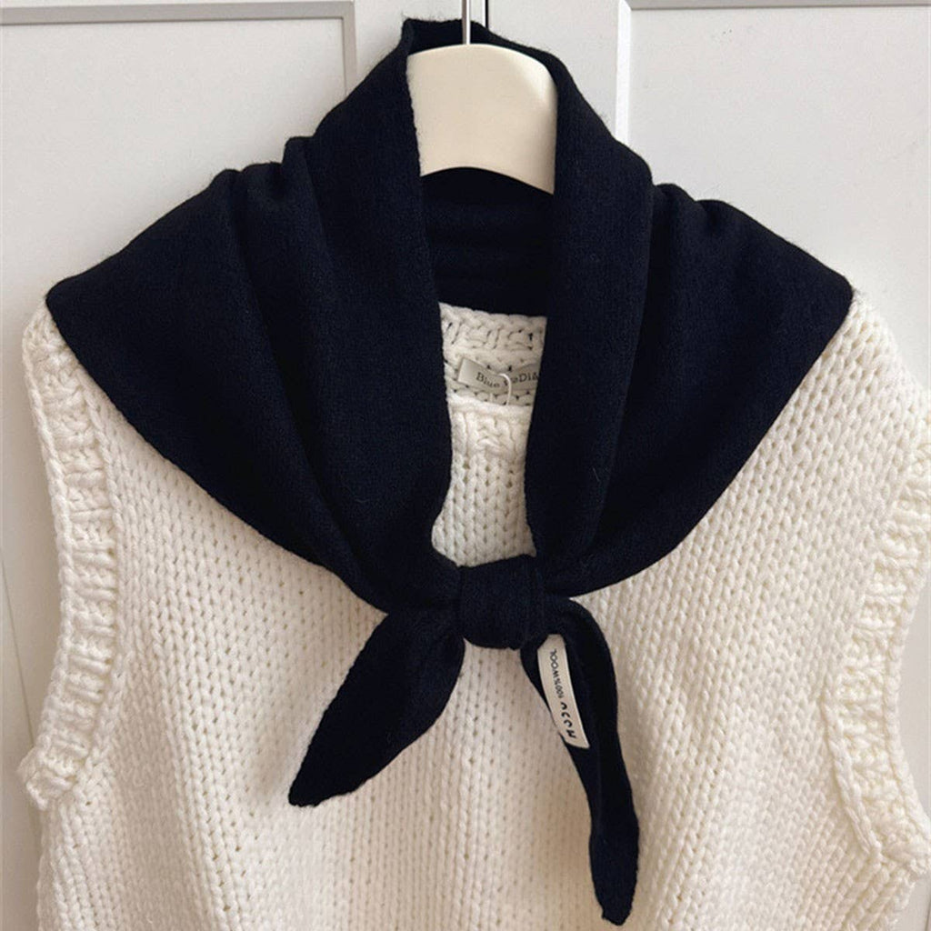 Wool Knit Triangle Scarf