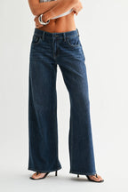 Stretch Mid Rise Palazzo Jeans