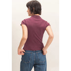 Mock Neck Cap Sleeve Top