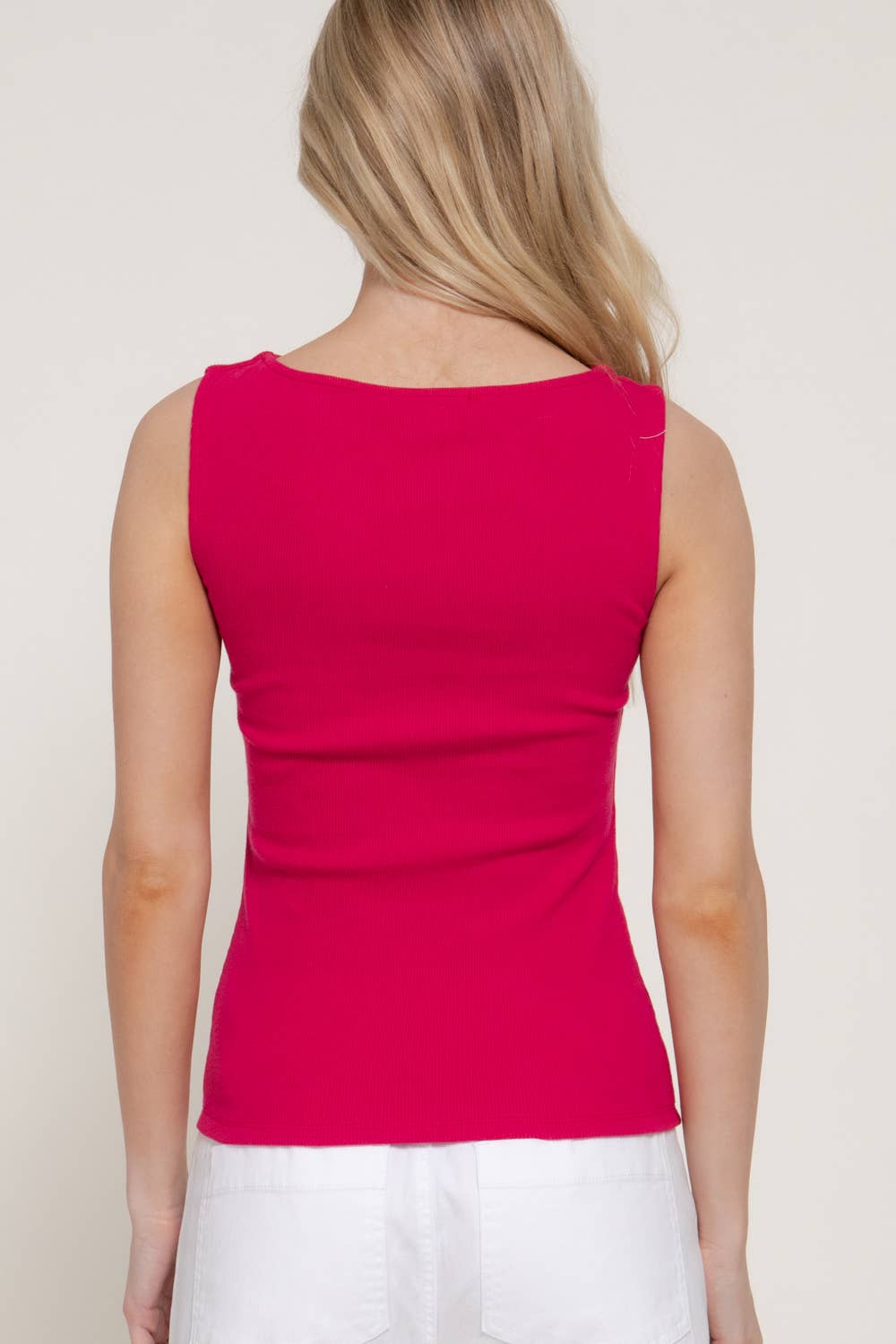Boat Neck Ribbed Knit Tank