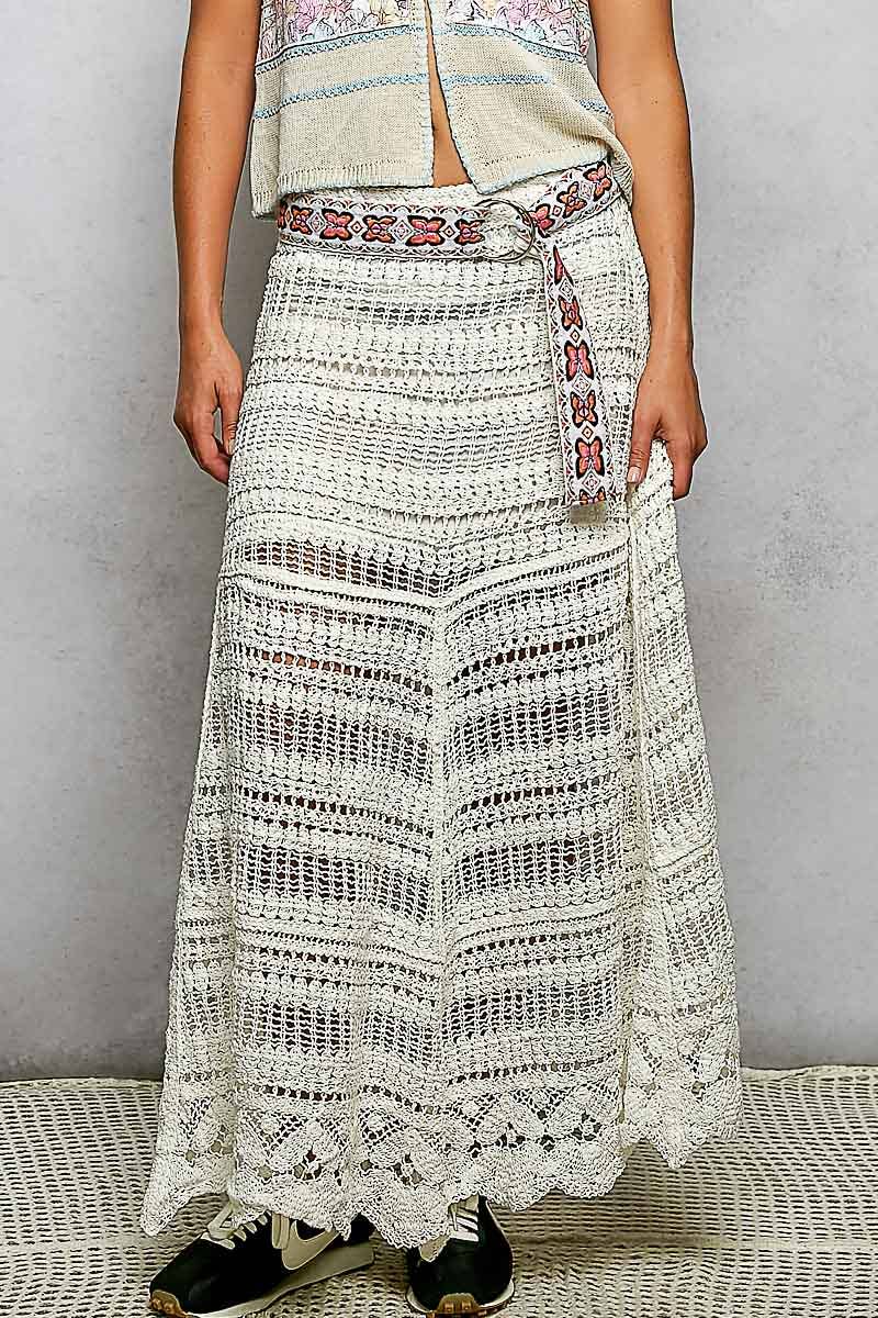 Lining Crochet Roomy Fit Woman Maxi Skirts