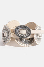 Intricate Western Concho Vegan Leather Belt