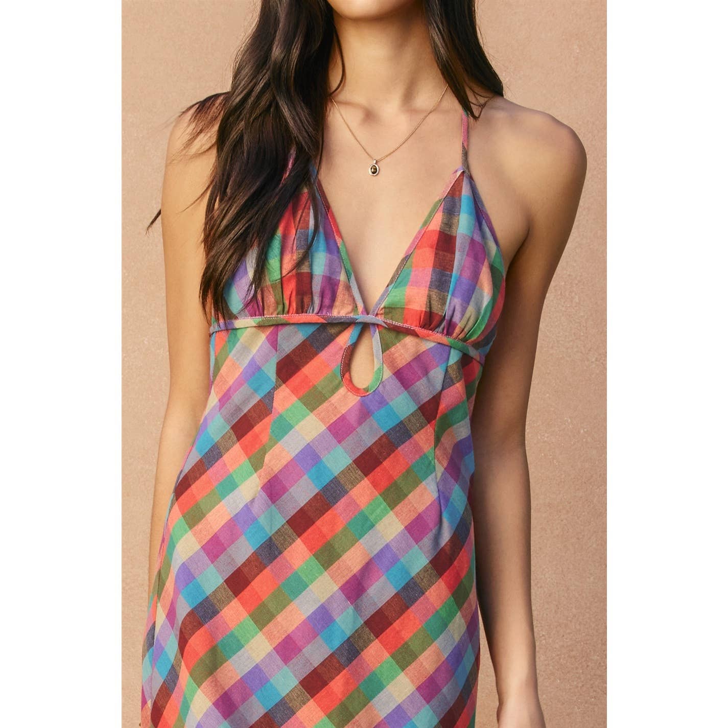 Vibrant Vines Triangle Top Halter Maxi Dress