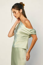 Satin Asymmetrical One Shoulder Top