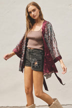 Paisley Stripe Velvet Burnout Kimono