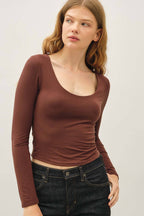 Basic Long Sleeve Scoop Neck Top
