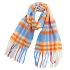 Chunky Plaid Scarf with Fringe