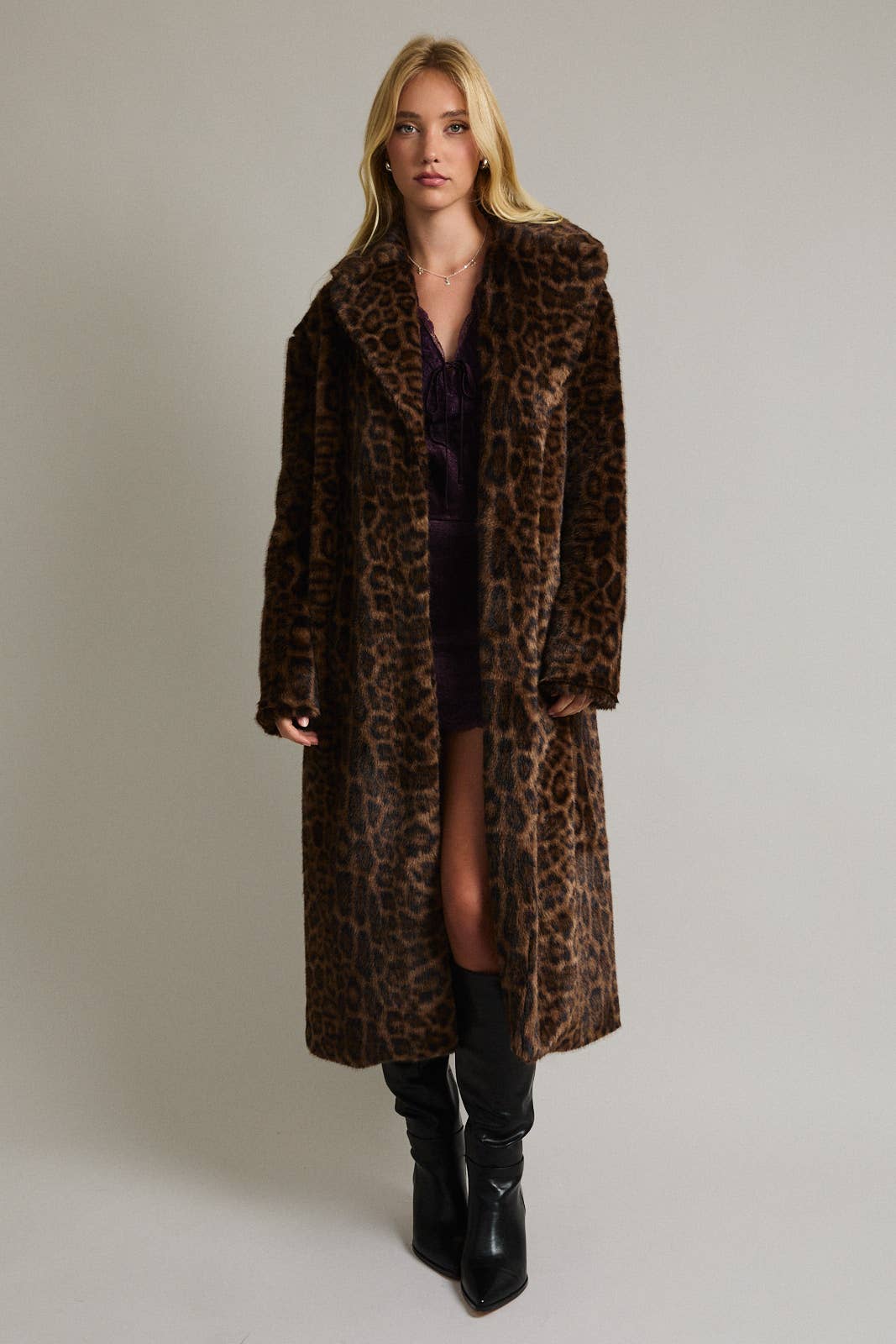 Cheetah Faux Fur Long Coat