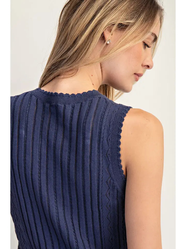 Pointelle Sweater Tank Top