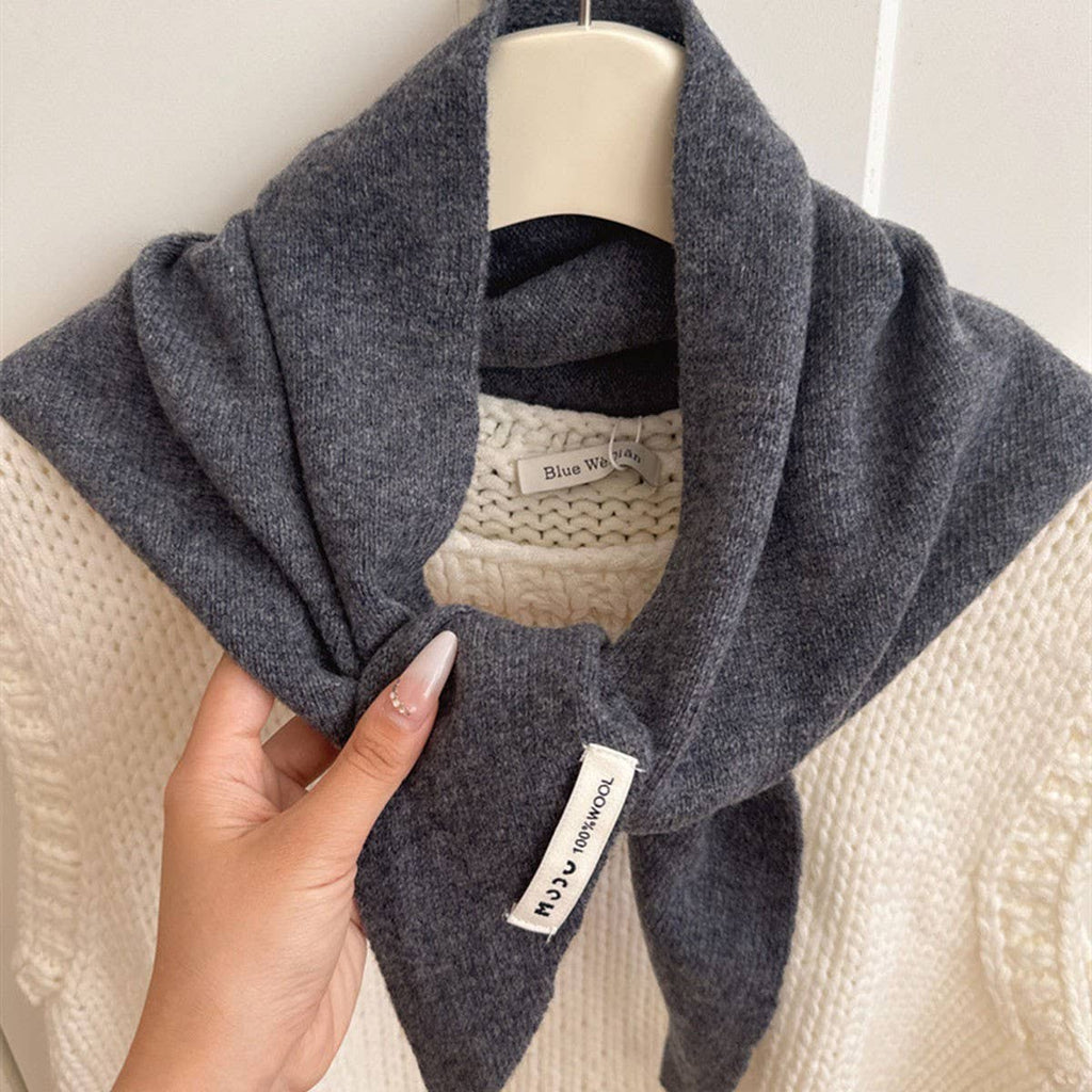 Wool Knit Triangle Scarf