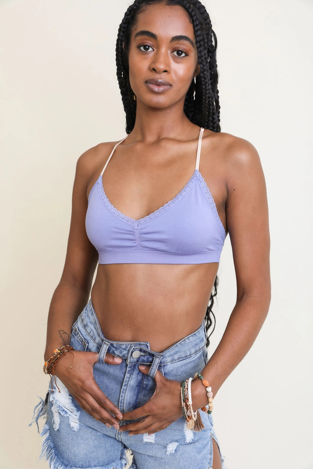 Racerback Floral Embroidered Bralette