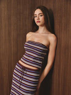 Strapless Striped Sweater Tube Top