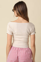 Angela Boat Neck Cinched Tee