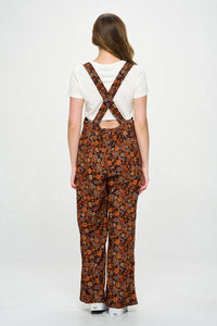 FALL FLORAL PRINT CORDUROY OVERALL