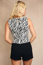 Boat Neck Zebra Print Top