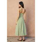 Stripe Gathered Hip Midi Dress