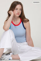 Sleeveless Contrast Detail Seamless Top