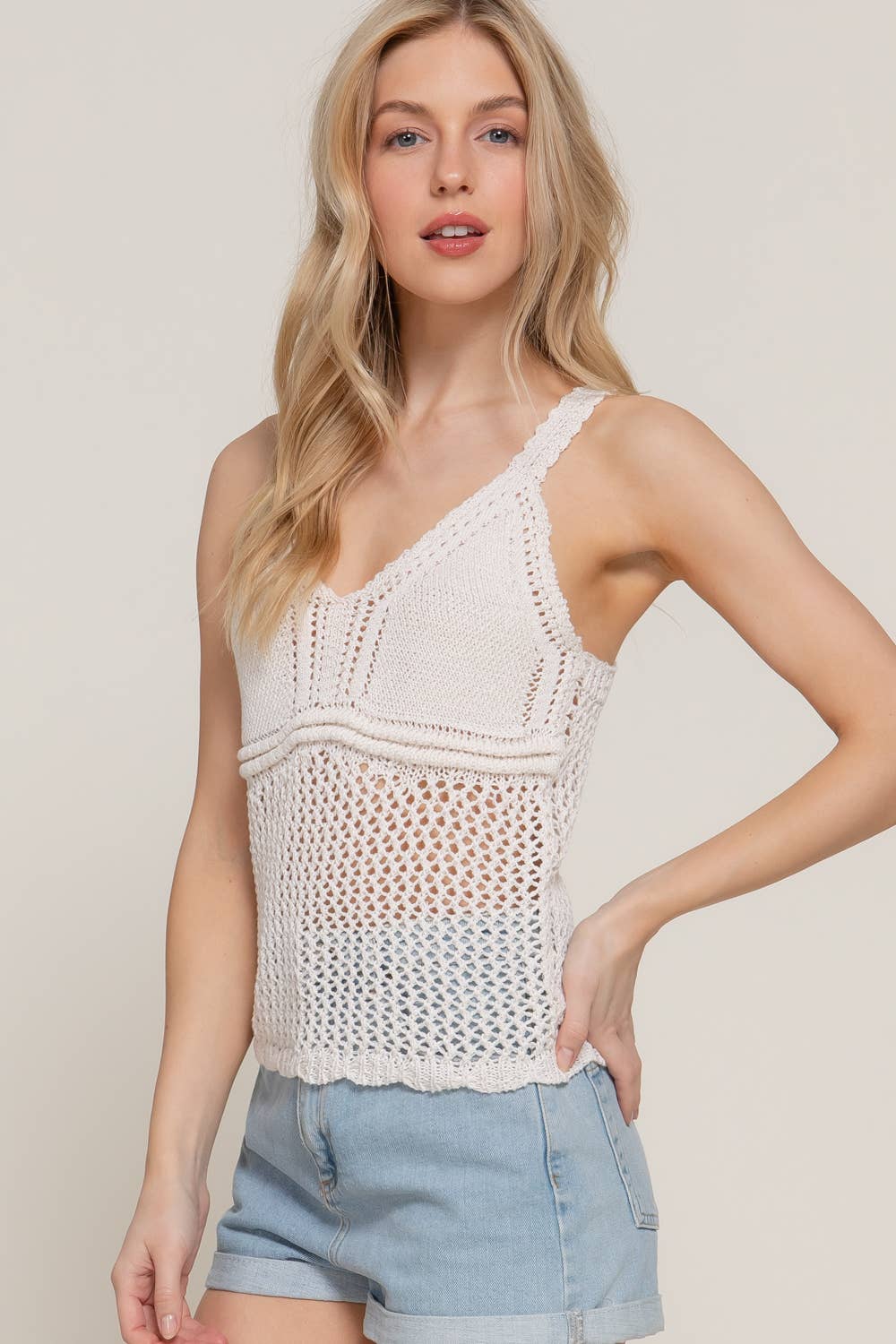 V-Neck Crochet Tank