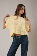 Short Sleeve Cable Knit Sweater