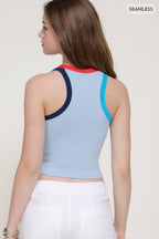 Sleeveless Contrast Detail Seamless Top