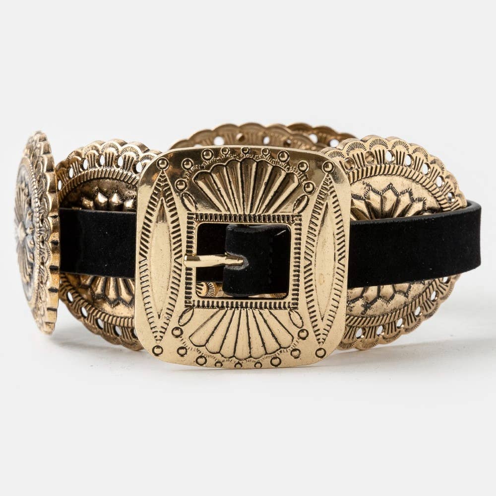 Western Concho Disc Decor Buckle Belt
