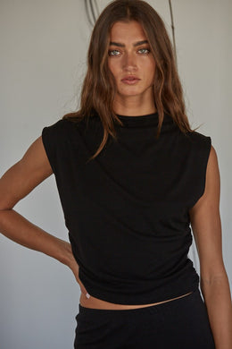 Ruched Side Mock Neck Top