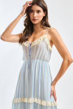 Lace Maxi Dress with Layered Ruffle