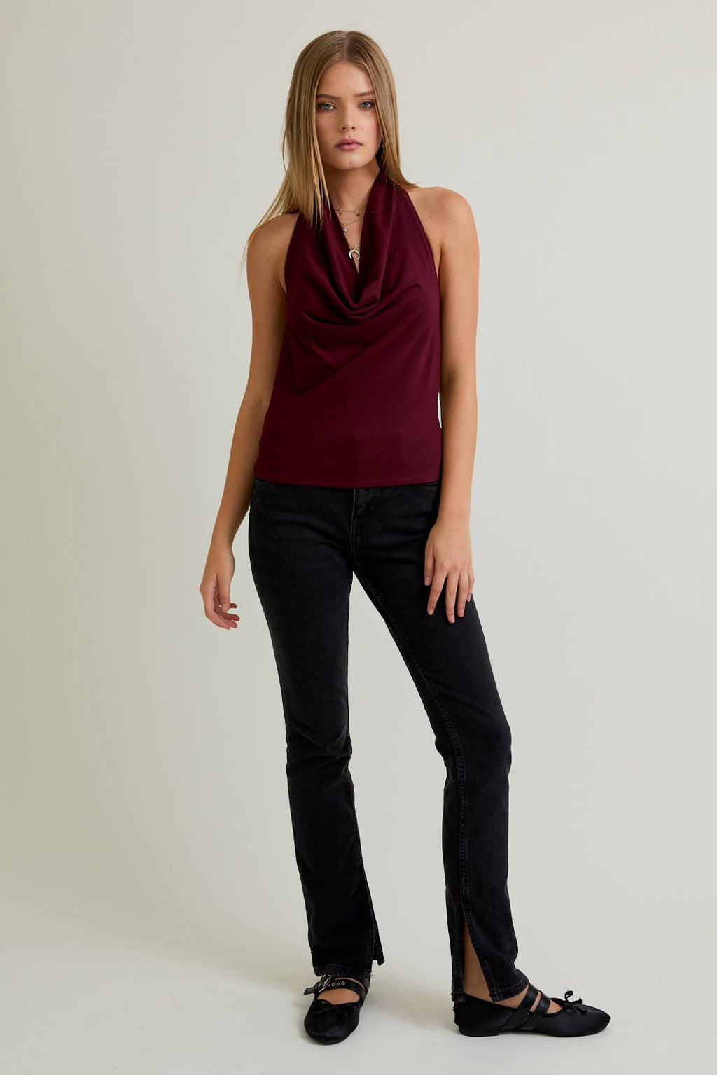 Cowl Neck Halter Top