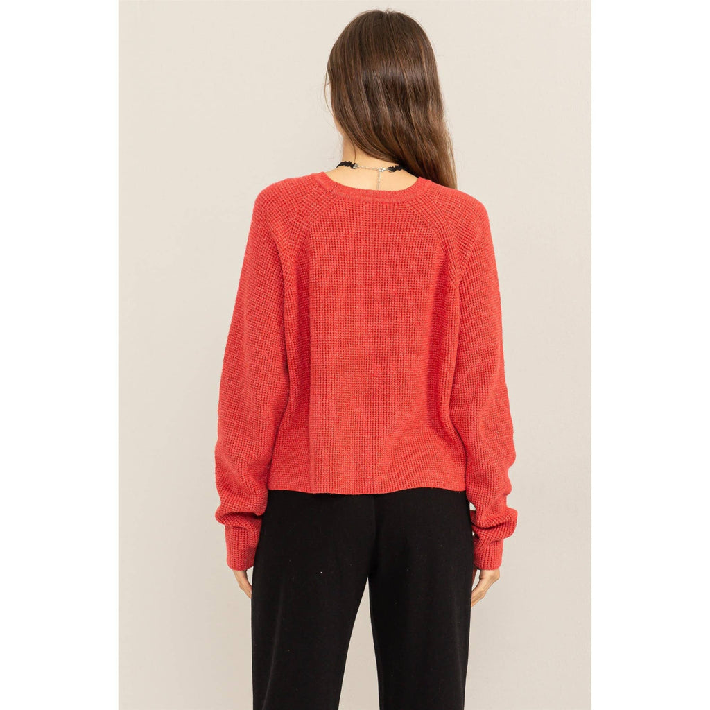 Red Raglan Sleeve Sweater