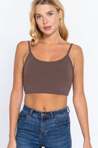 Round Neck Removable Bra Cup Twisted Back Cami Top